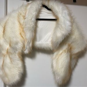 White/tan fur shawl - one size fits all